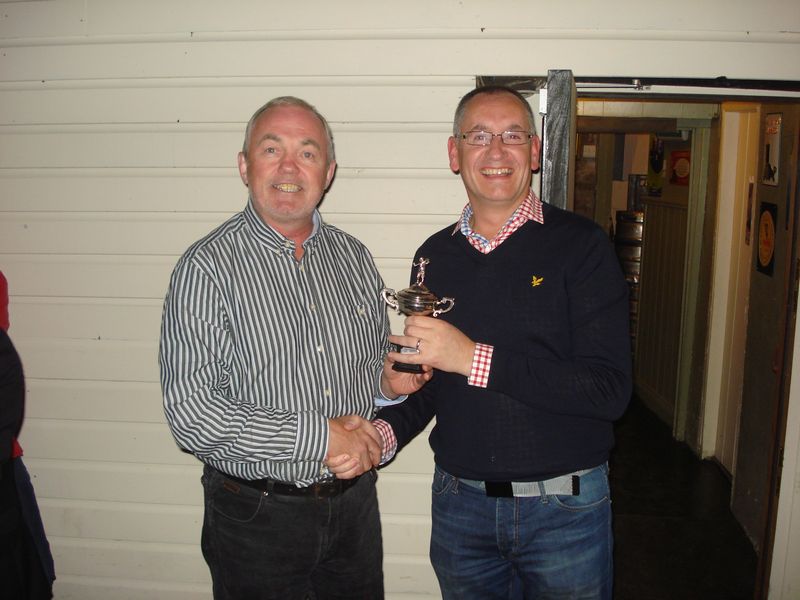 Kildalkey Captain David Dolan (right) retains the Ryder Cup from Marcies in 2016 Kildalkey Captain David Dolan (right) retains the Ryder Cup from Marcies in 2016